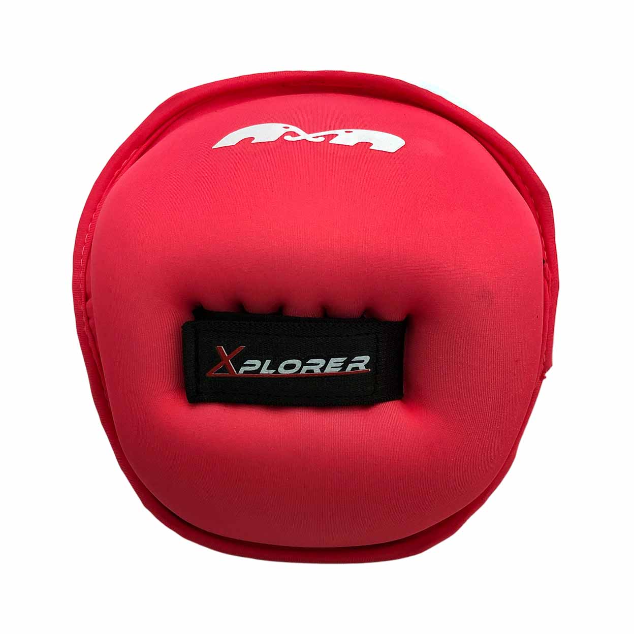 Pink hand pad with 'Xplorer' branding on a white background