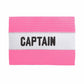 Pink and white captain's armband with 'CAPTAIN' text on a white background