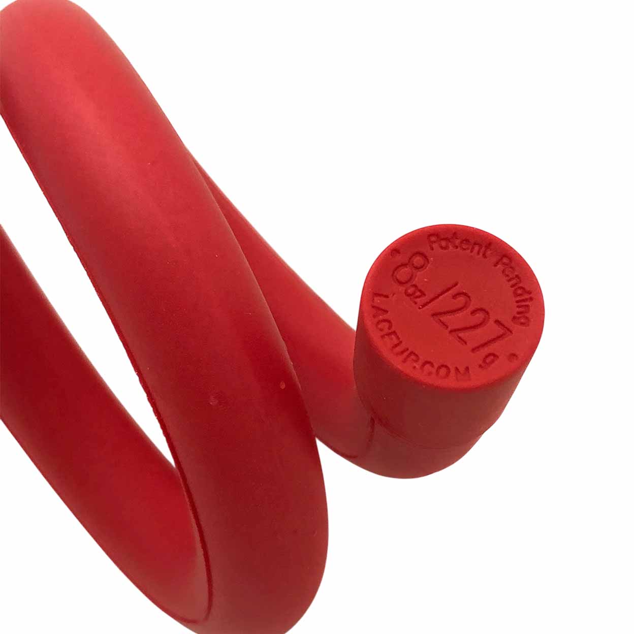 Red weighted bands on a white background