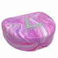 A mouthguard case with a pink, purple, and white marbled pattern, featuring a silver metallic 'L' monogram and the brand name 'LONGSTRETH' on the front, set against a plain white background.