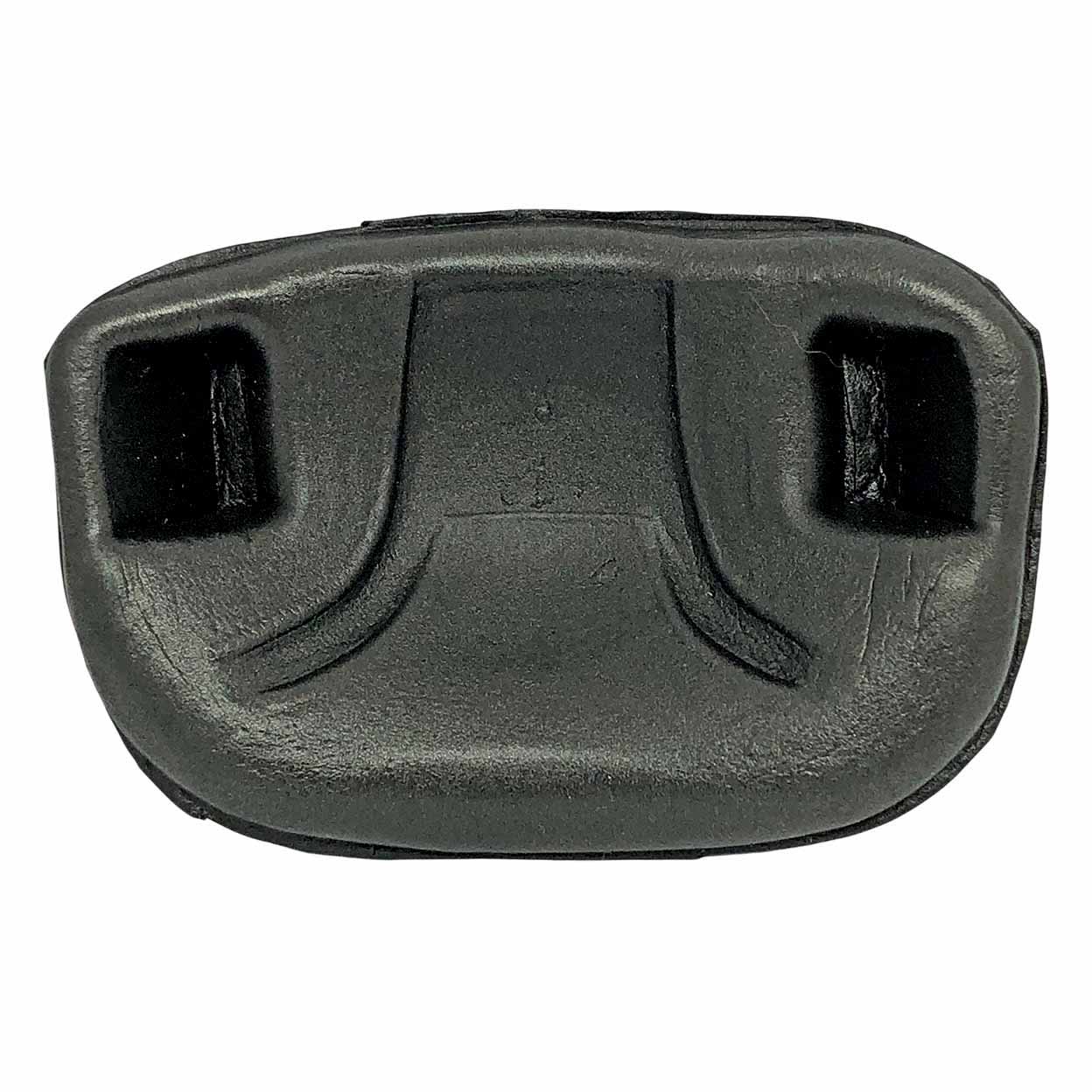 A black textured foam piece with molded contours and two small rectangular slots on the sides, shown on a plain white background.