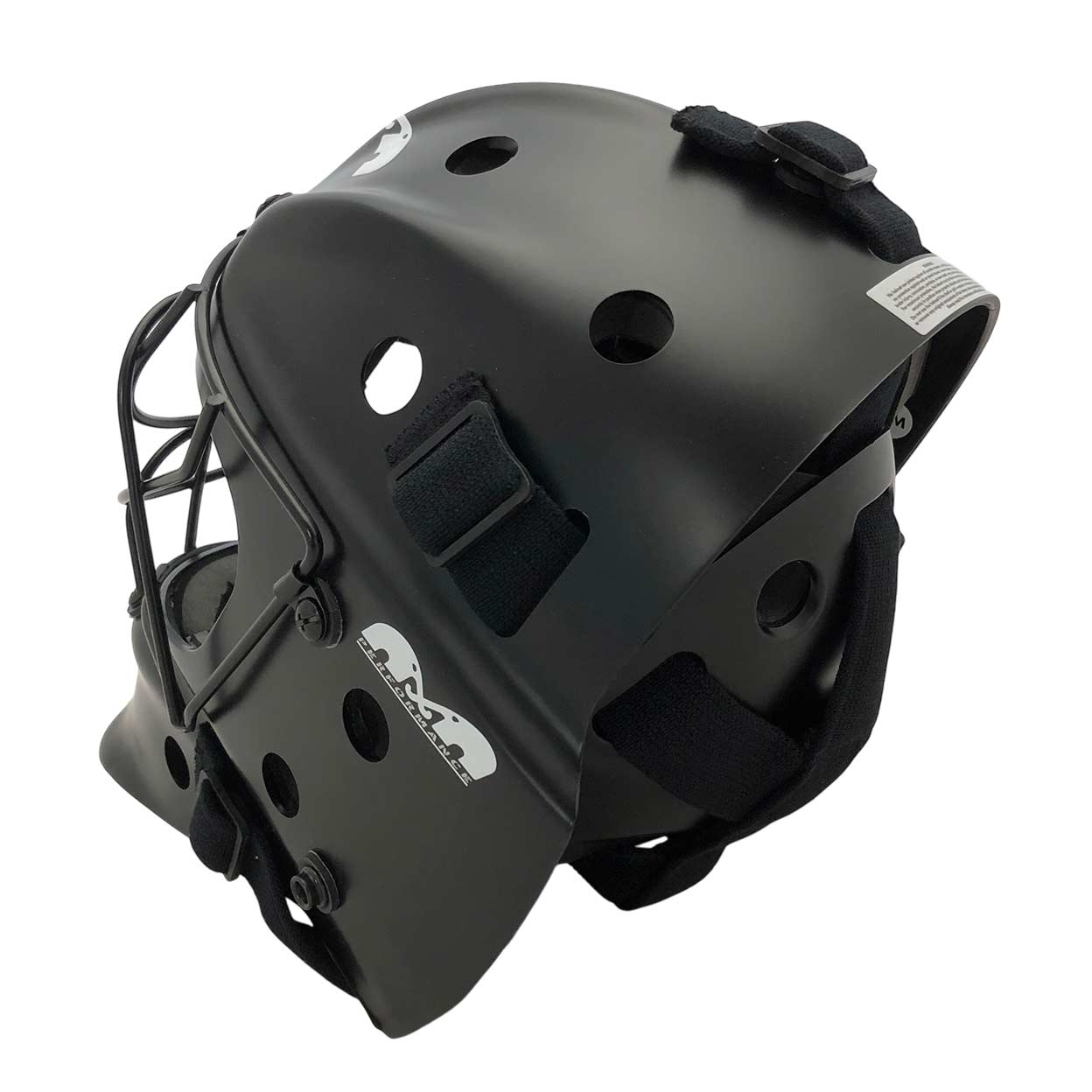 Angled rear view of the TK Performance helmet showing backplate design and adjustable straps
