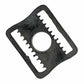 black plastic replacement parts with a circular center hole and serrated edges, arranged on a plain white background.