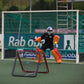 Goalie using the Crazy Catch Wild Child 2.0 Rebounder for practice.