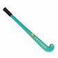 Teal hockey stick with black end on a white background, featuring the Gryphon brand.