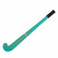 Teal hockey stick with black end on a white background, featuring the Gryphon brand.