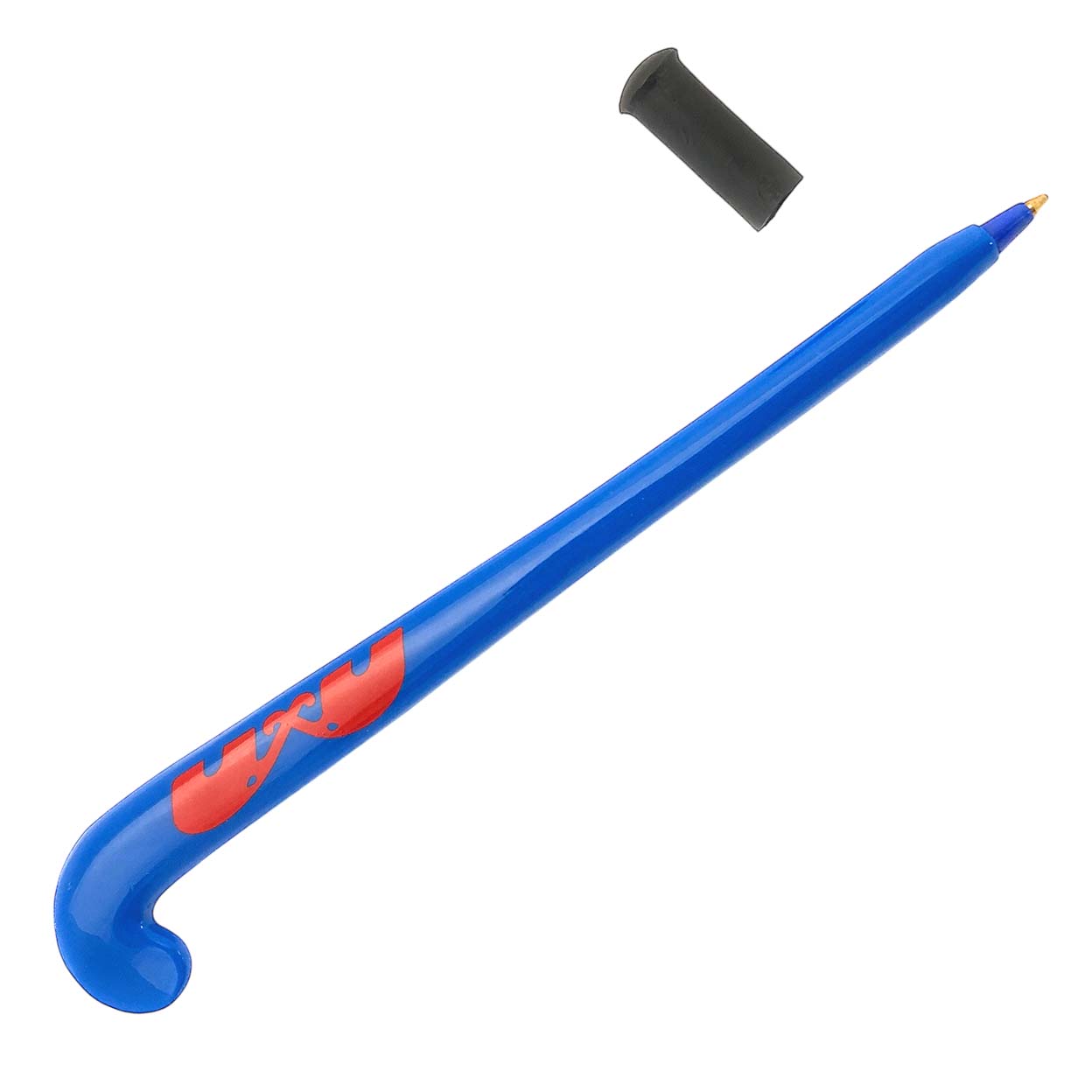 blue TK Field Hockey Stick Pen with the cap off