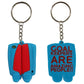 Blue and red OBO Mini Legguards Keychain