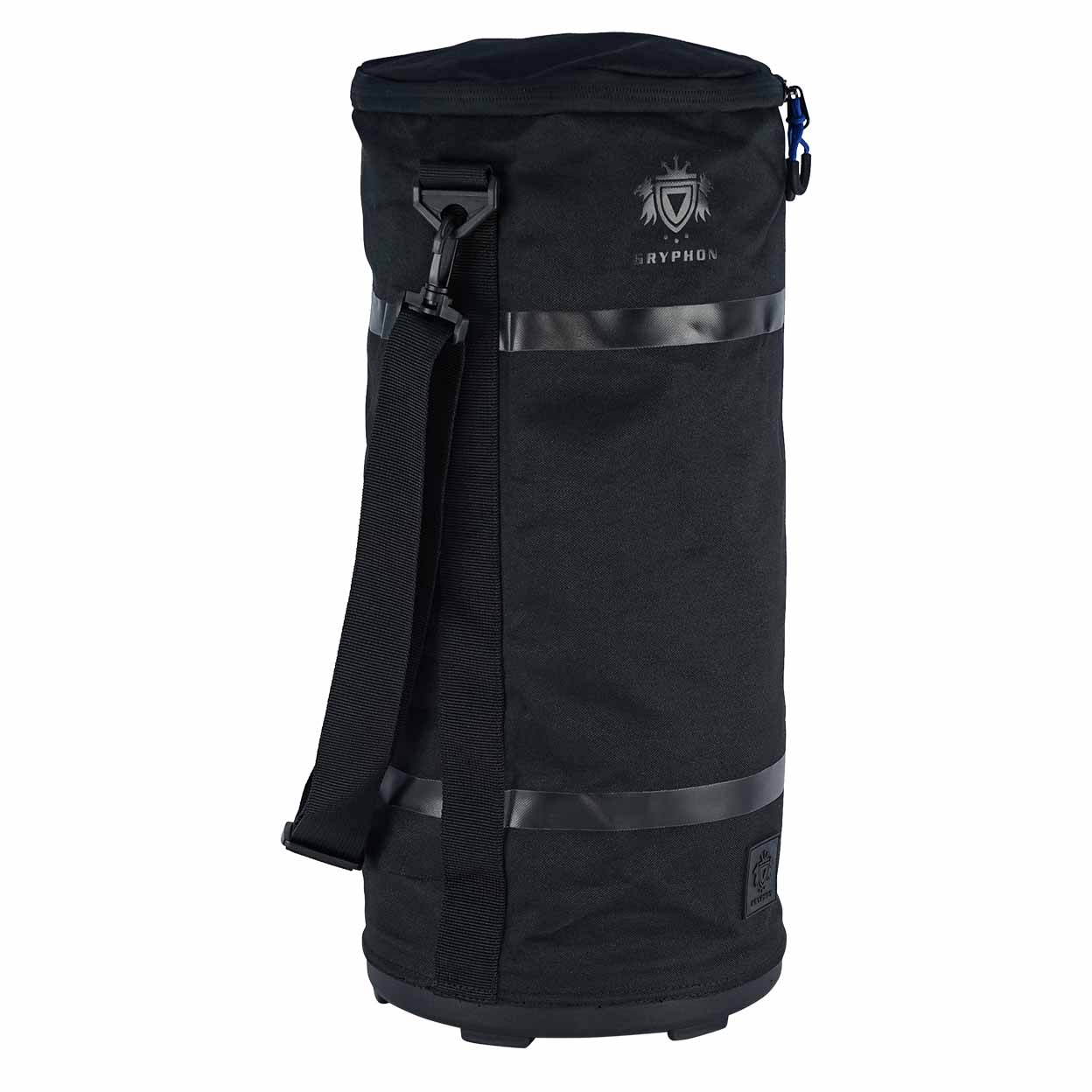 left side of the  of the black Gryphon Billie Ball Bag showing the strap