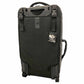 Black suitcase with a visible brand tag on a white background
