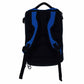 Black backpack with blue accents on a white background