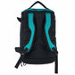 Black and teal backpack on a white background