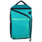 Teal backpack with black accents on a white background