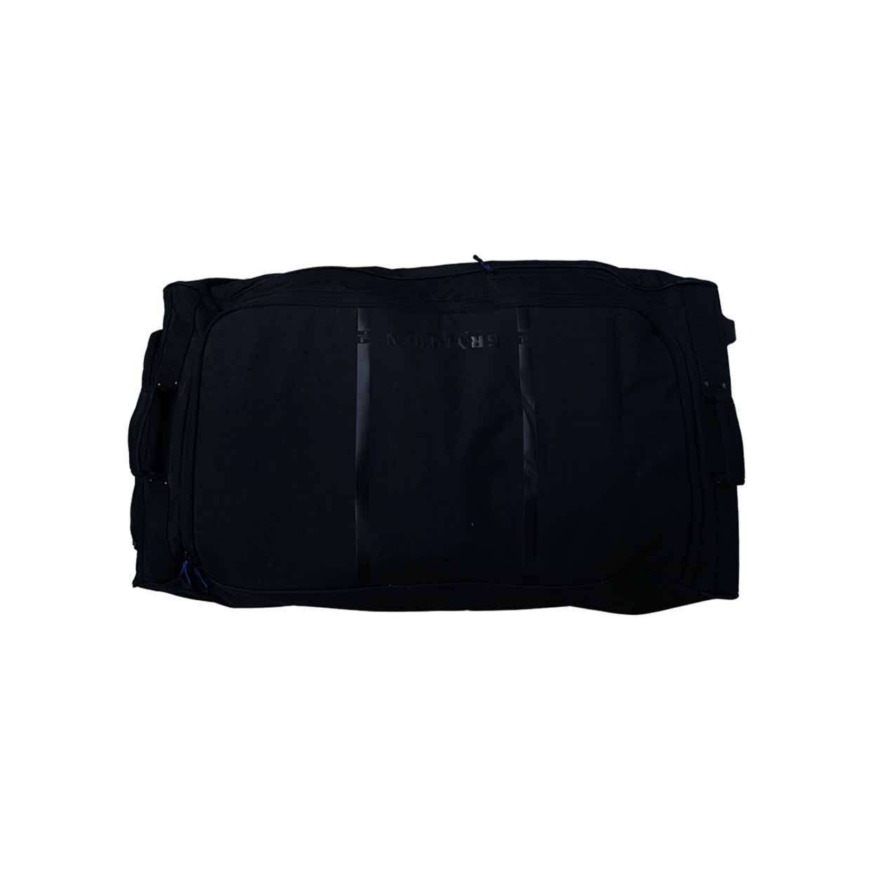 Black duffel bag on a white background