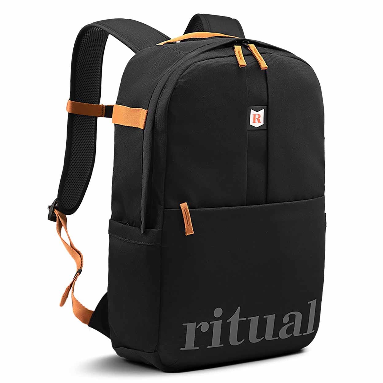 black backpack on a white background