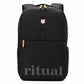 Black backpack with 'ritual' branding on a white background