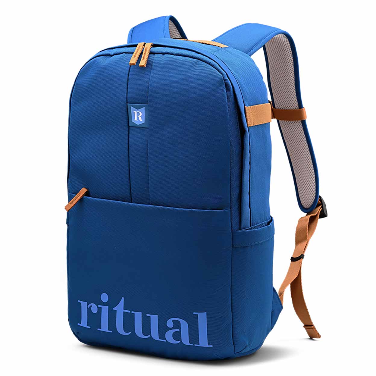 Blue backpack on a white background