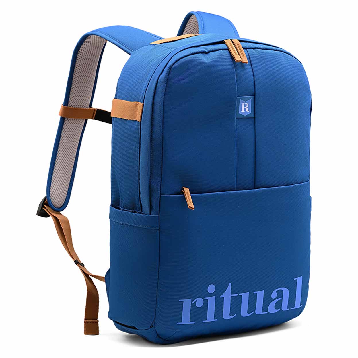 Blue backpack on a white background