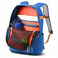 Open Blue backpack on a white background