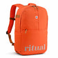 Orange backpack with 'ritual' branding on a white background