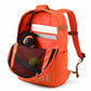 open Orange backpack with 'ritual' branding on a white background