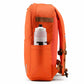 side Orange backpack with water bottle on a white background