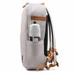 Gray backpack with water bottle pocket on a white background