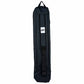 A tall, black padded stick bag with a top handle, side compression straps, and a white rectangular logo patch on the strap, shown against a plain white background.