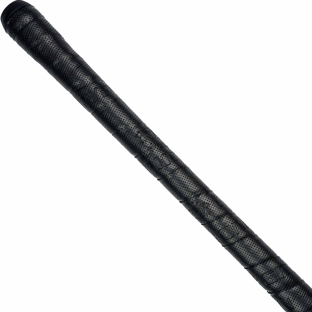 Black textured field hockey grip on a white background