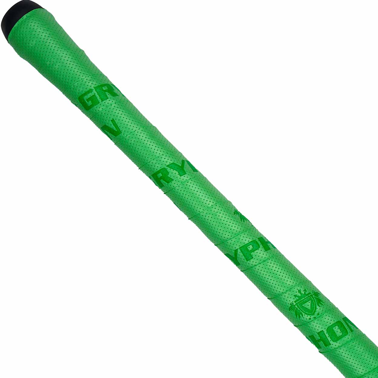 Green textured stick grip on a white background