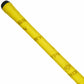 Yellow field hockey grip with branding on a white background