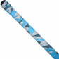 Blue and gray camouflage-patterned stick grip on a white background