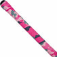Pink and gray camouflage-patterned stick grip on a white background