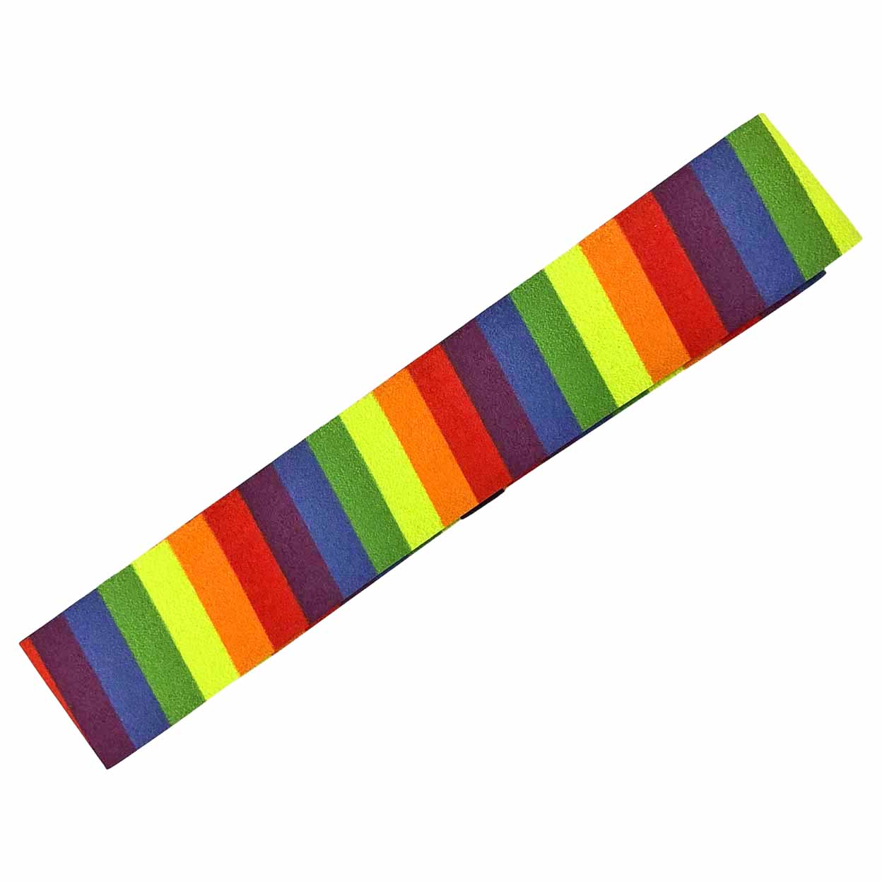 Multicolored striped stick grip on a white background