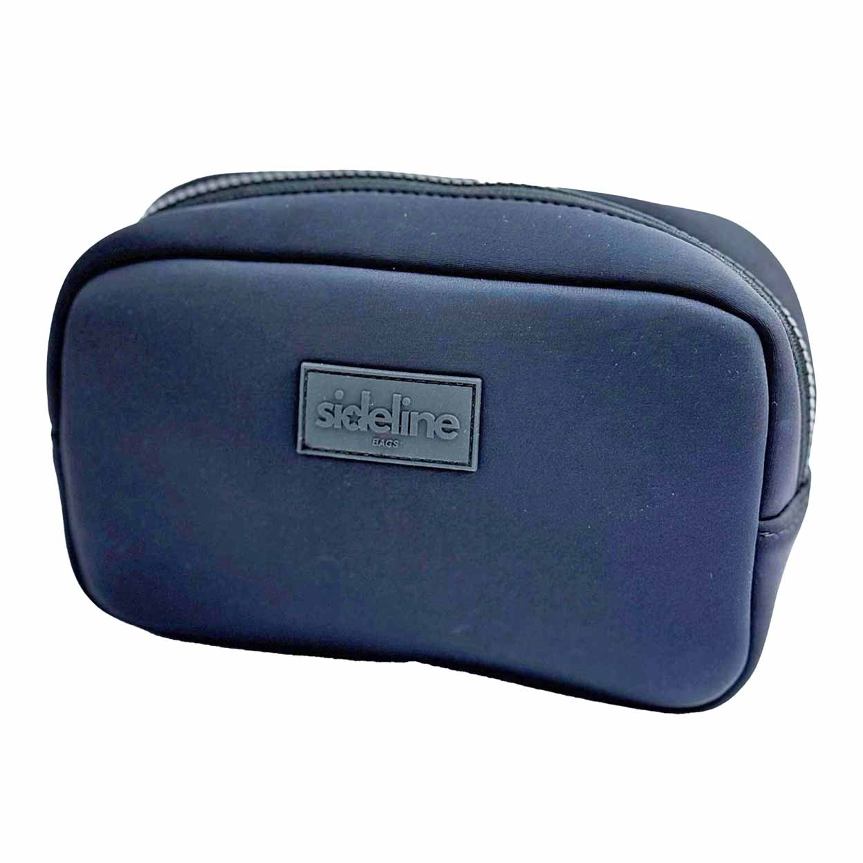 Blue pouch with a 'sideline' logo on a white background
