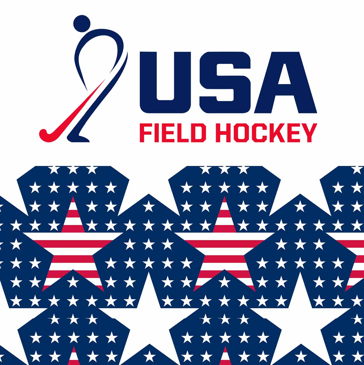USA Field Hockey logo with American flag stars on a white background