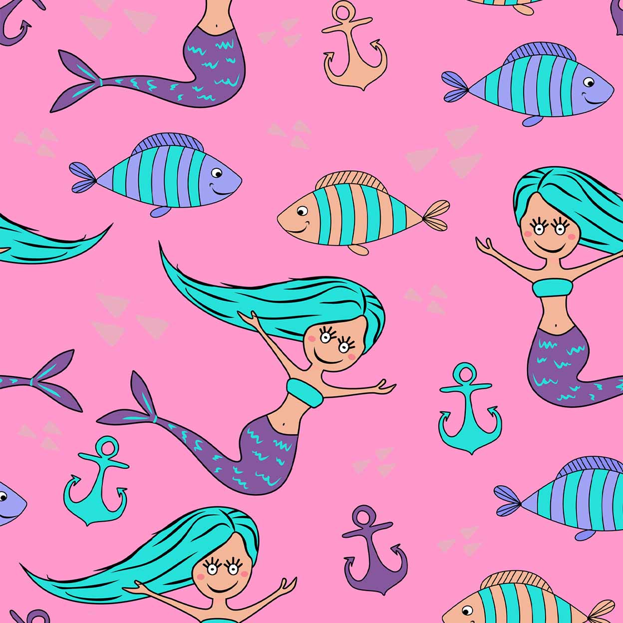 Mermaids and fish on a purple background pattern for Hocsocx Under Shin-Guard Socks.