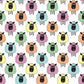 Pattern of colorful cartoon sheep on a white background