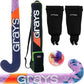 package includes one Grays Aftershock wood stick, one pair of shinguards, one practice field hockey ball, and a Grays Performa youth stick bag