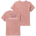 Showing both the front and back of the pink Field Hockey Dog Tee