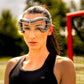 Player wearing the Brine Halo Lacrosse Goggles in grey.