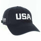 Dark Navy cap with 'USA' printed on it against a white background