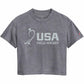 Gray t-shirt with USA Field Hockey logo on a white background
