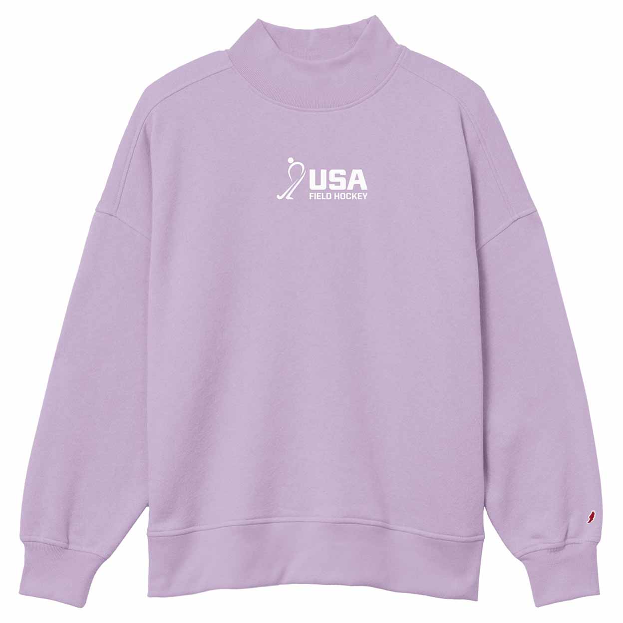 Purple sweatshirt with USA Field Hockey logo on a white background