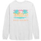 back of the Field Hockey Good Vibes Long Sleeve Tee palm trees, sunset and field hockey text.