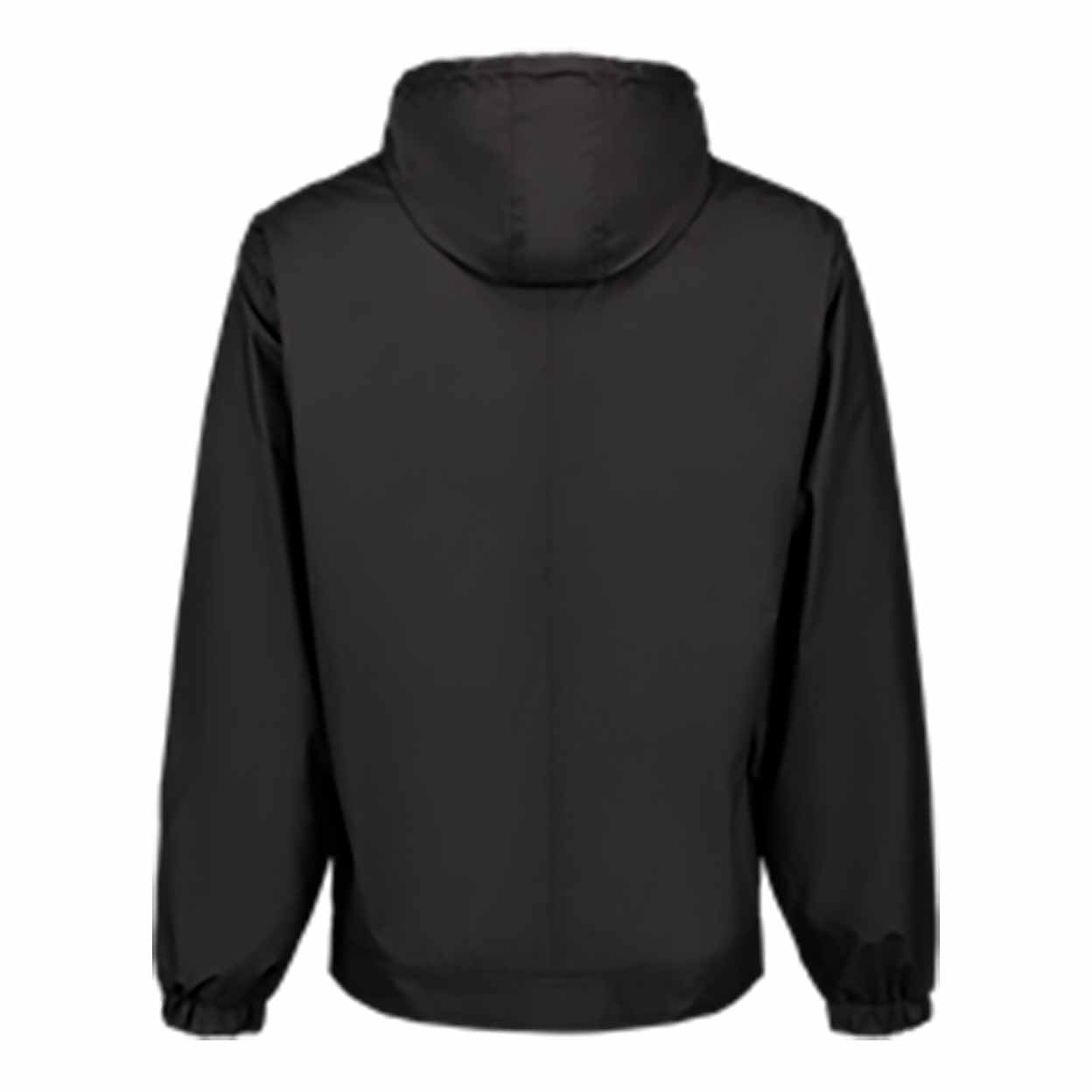 Back of a black jacket on white background