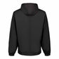 Back of a black jacket on white background