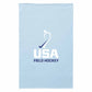 A light blue rectangular blanket featuring the USA Field Hockey logo in white and navy blue, displayed flat against a white background.