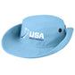 Light Blue USA Field Hockey Boonie Hat with the sides rolled up and snapped to the hat.