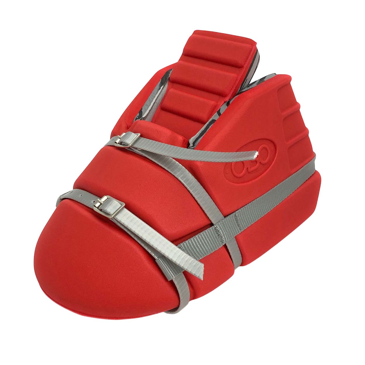 Angled front view of the red OBO Robo Mini Kicker